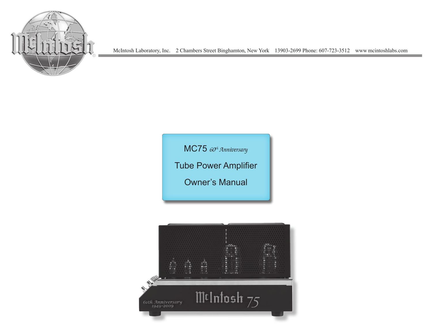 McIntosh MC 75 Owners Manual