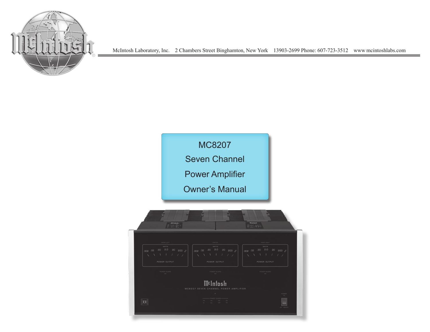 McIntosh MC 8207 Owners Manual