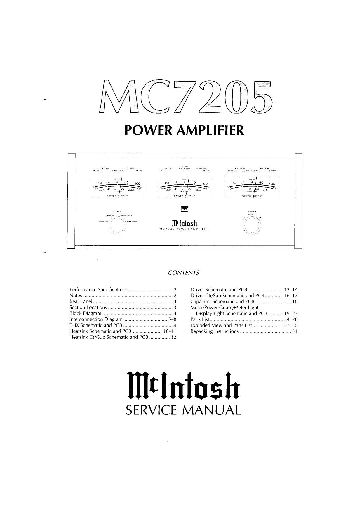 Mcintosh MC 7205 Service Manual