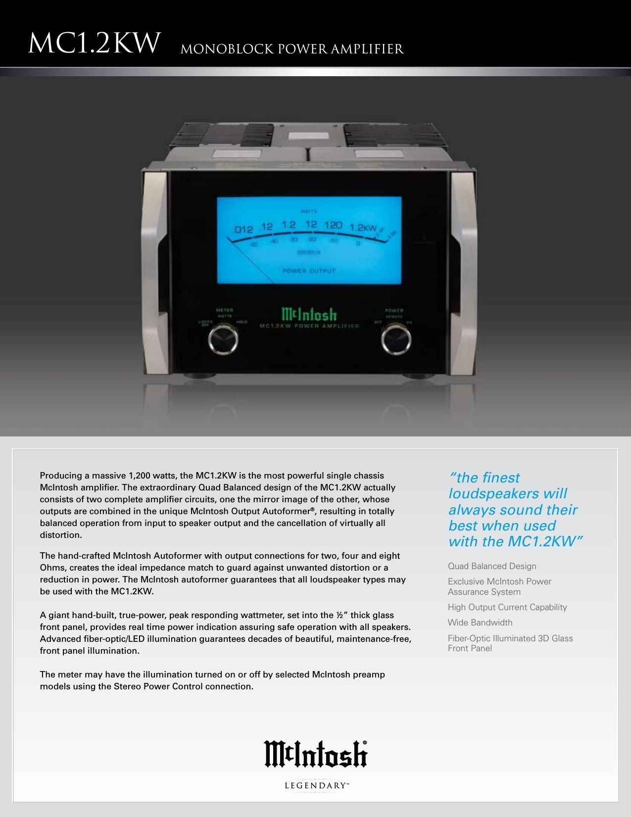 McIntosh MC1 2KW Brochure