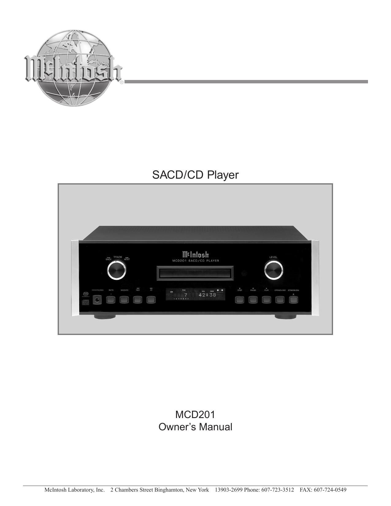 McIntosh MCD 201 Owners Manual