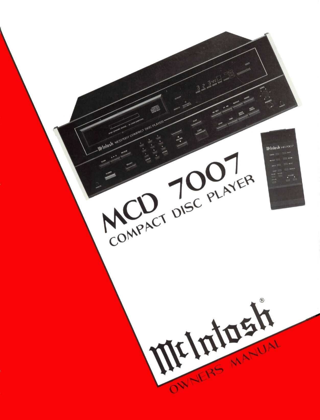 McIntosh MCD 7007 Owners Manual