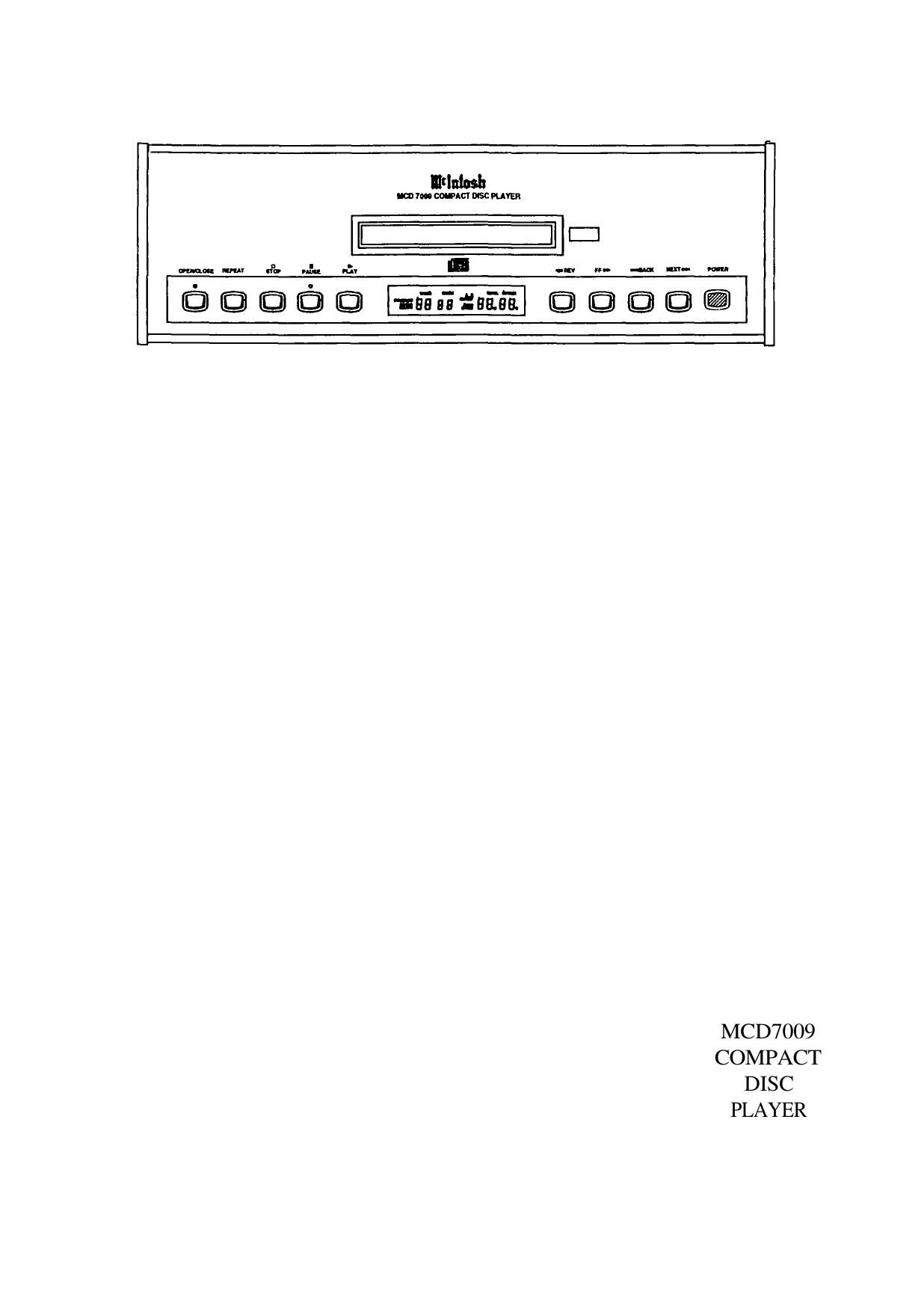 McIntosh MCD 7009 Owners Manual