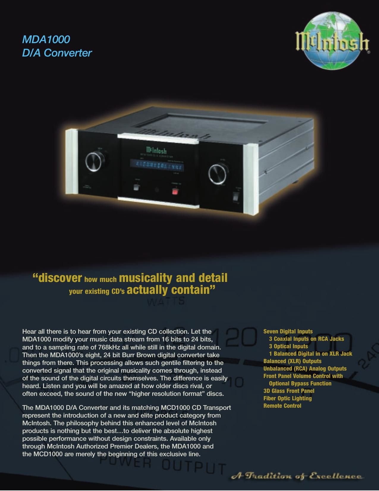 McIntosh MDA 1000 Brochure