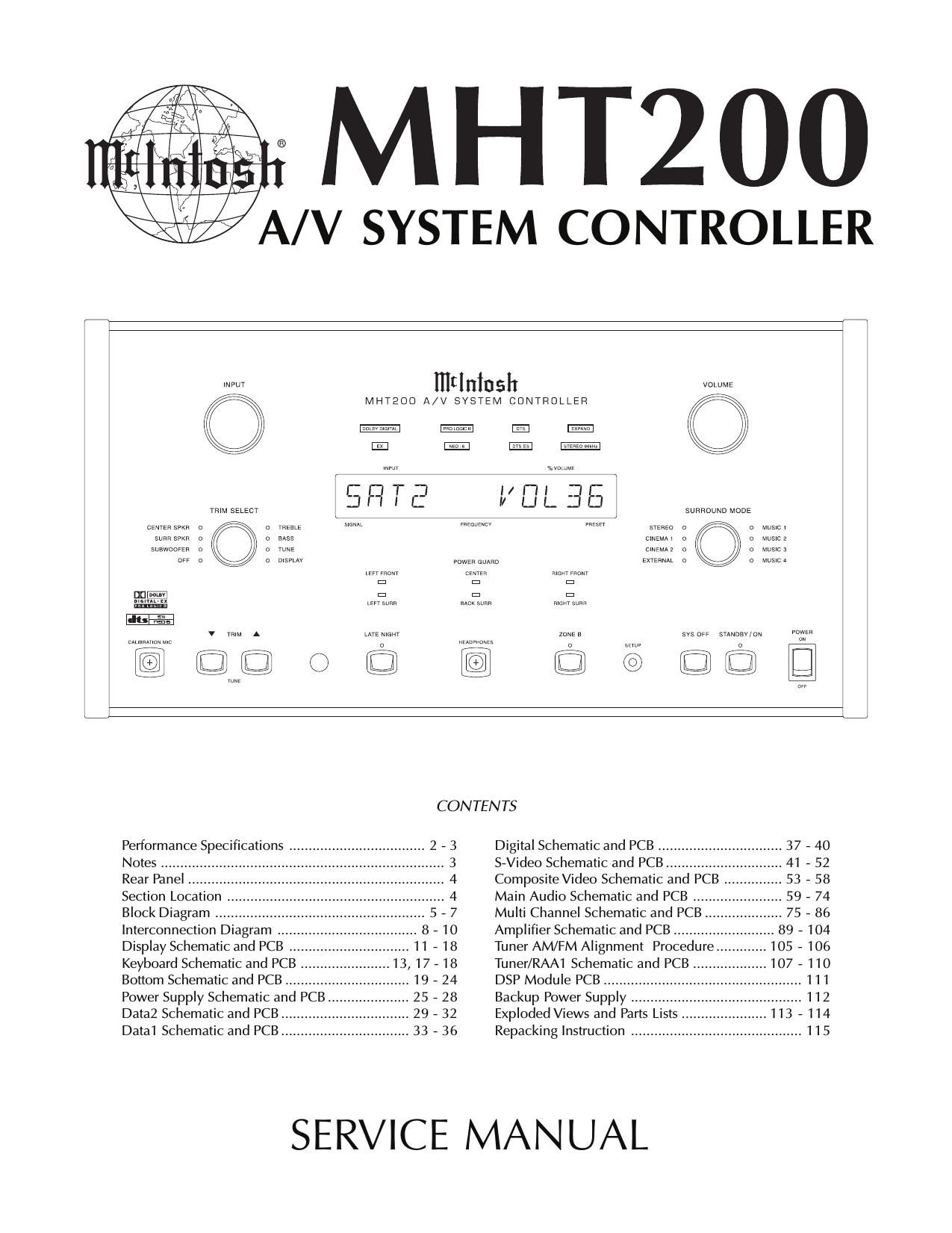 McIntosh MHT 200 Service Manual