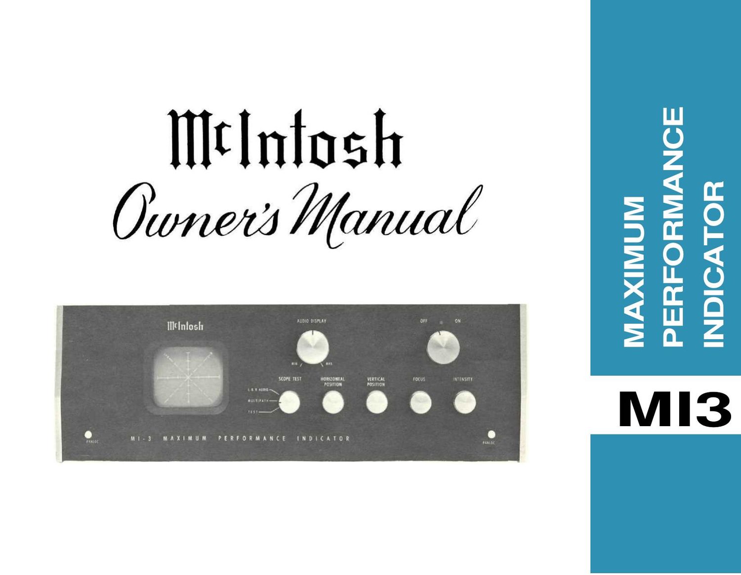 McIntosh MI 3 Owners Manual