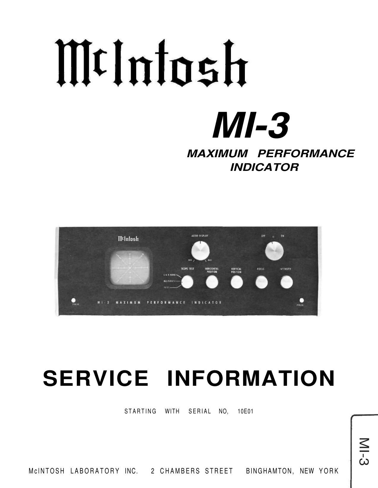 McIntosh MI 3 Service Manual