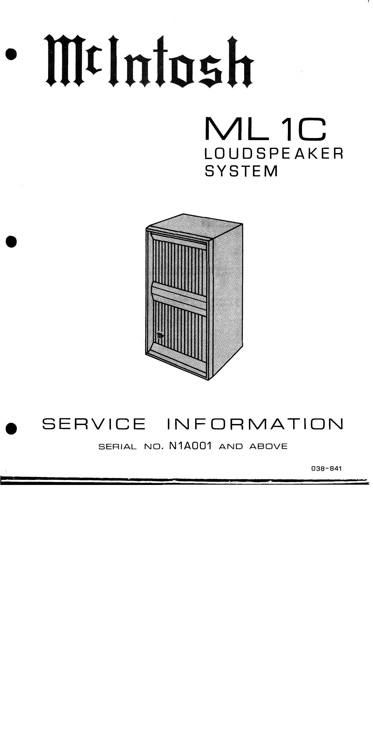 McIntosh ML 1C Service Manual