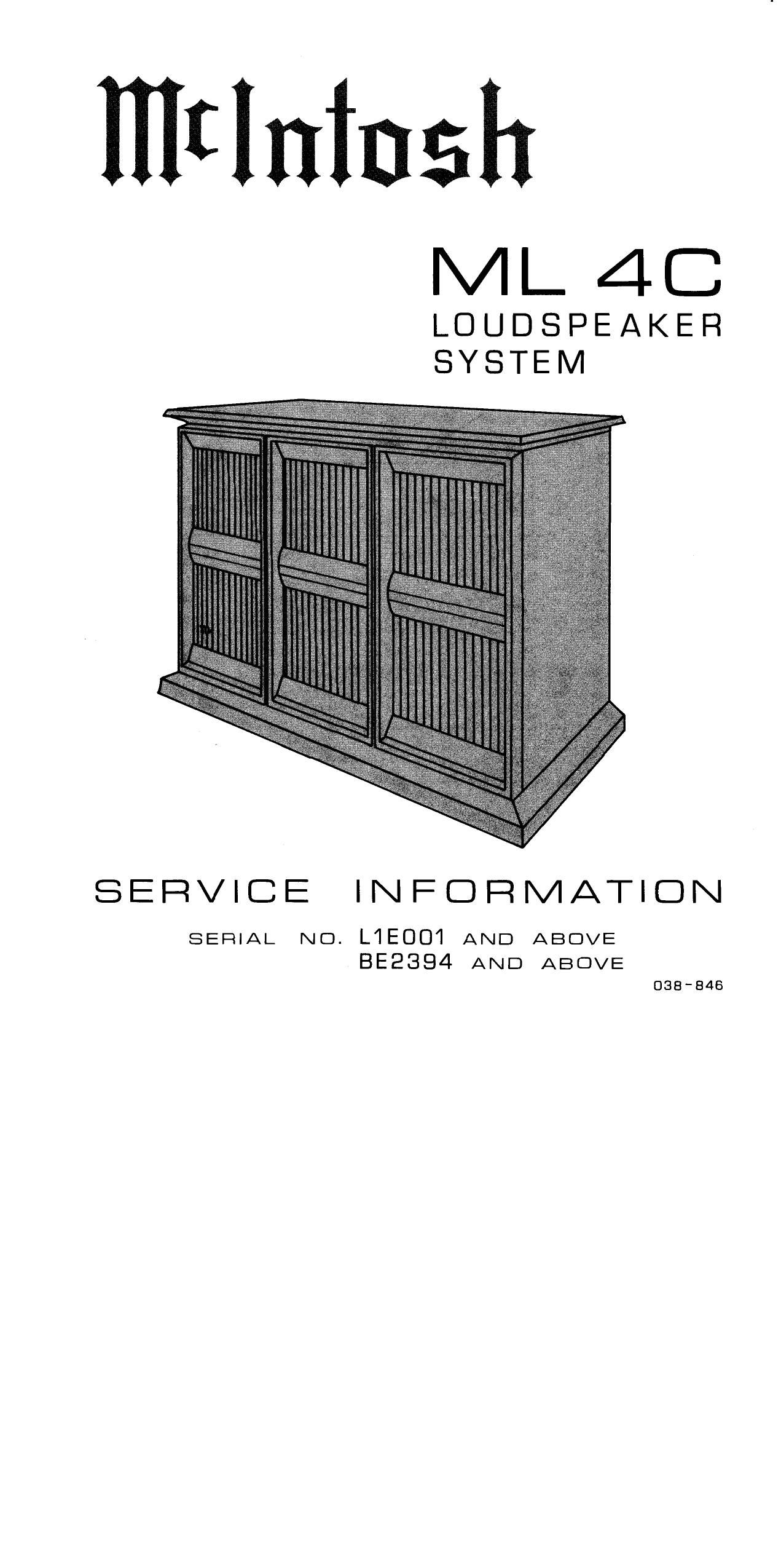 McIntosh ML 4C Service Manual