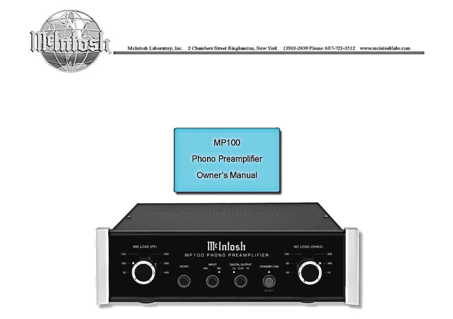 McIntosh MP 100 Owners Manual