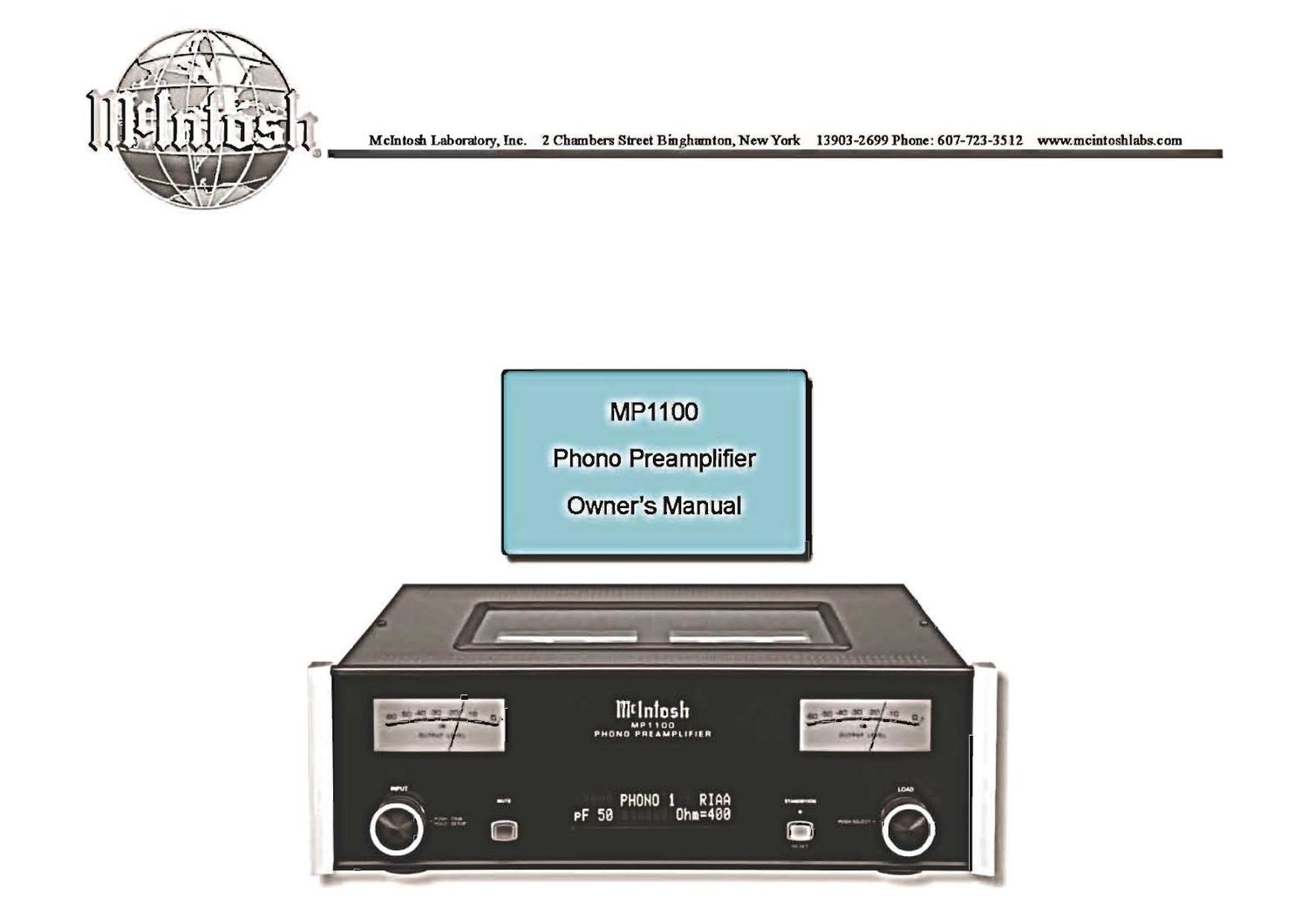 McIntosh MP 1100 Owners Manual