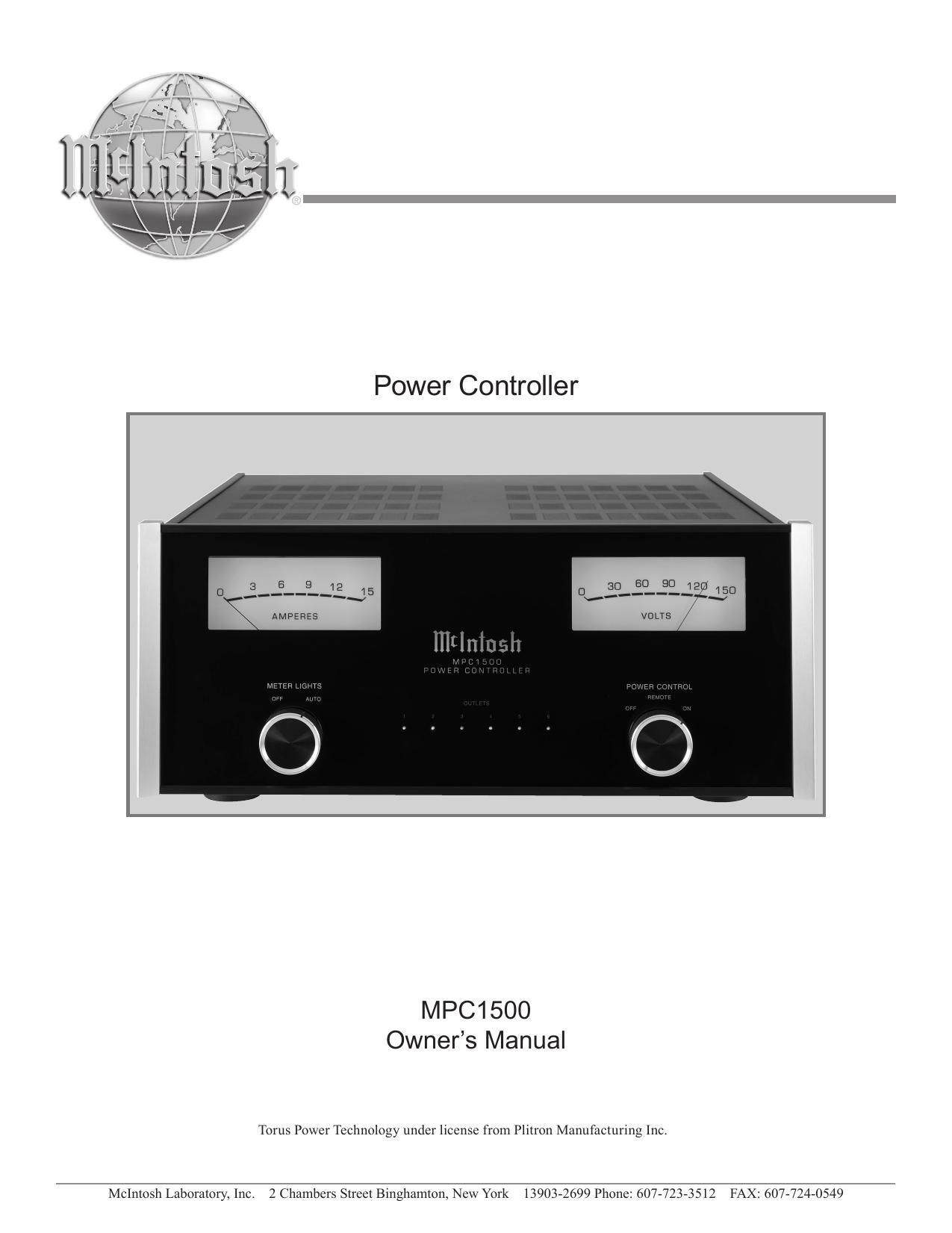 McIntosh MPC 1500 Owners Manual
