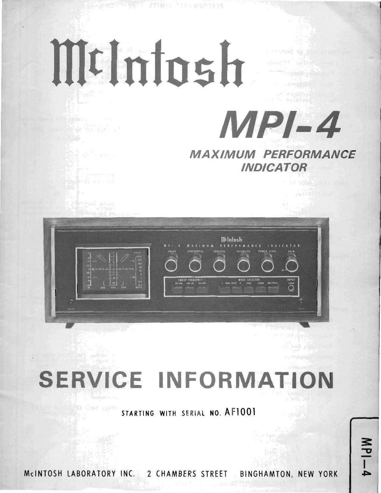 McIntosh MPI 4 Service Manual