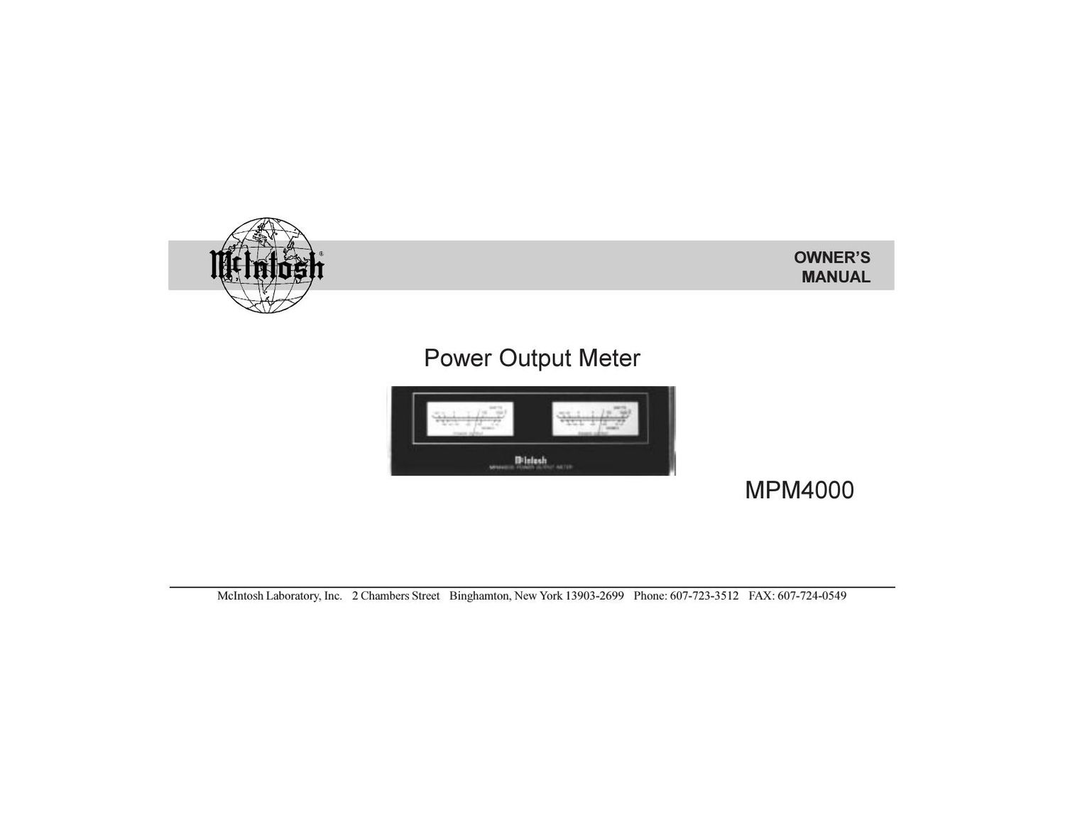 McIntosh MPM 4000 Owners Manual