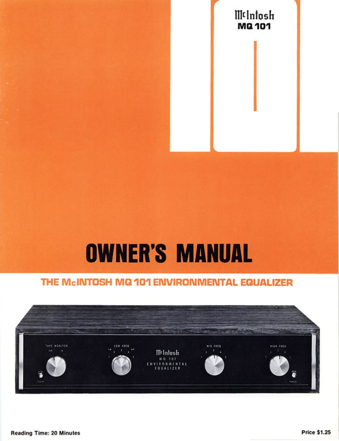 McIntosh MQ 101 Owners Manual