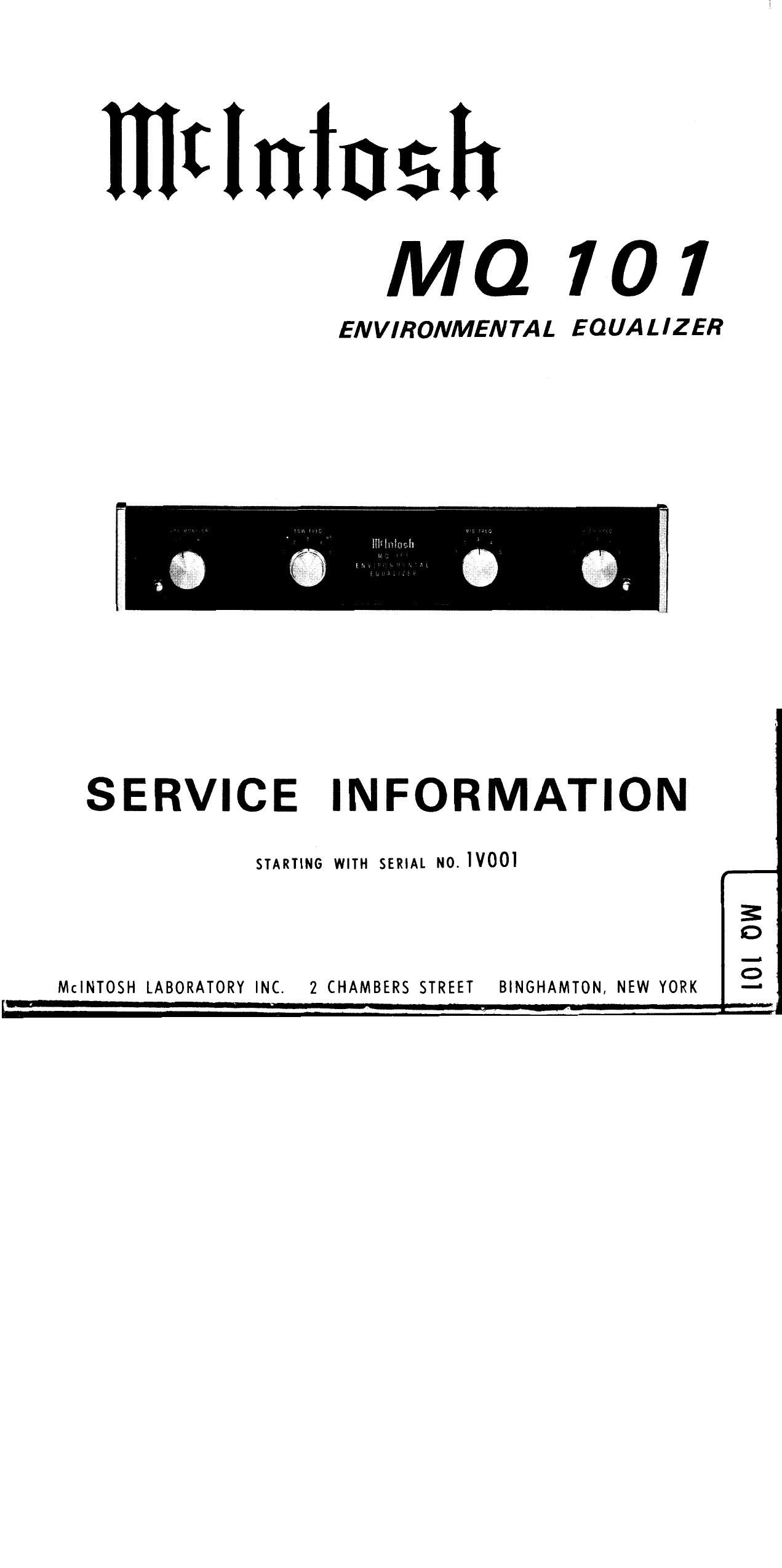McIntosh MQ 101 Service Manual
