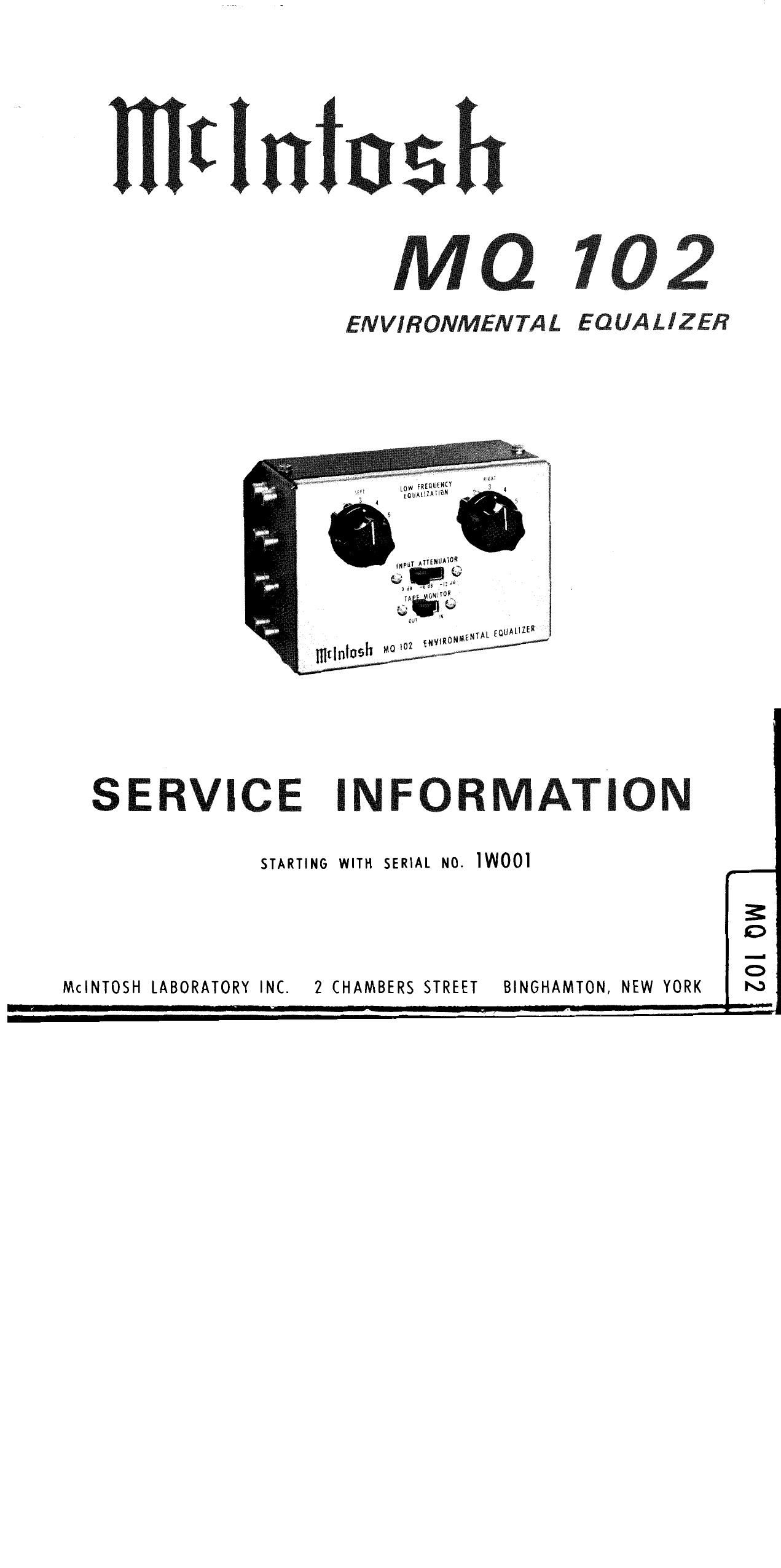 McIntosh MQ 102 Service Manual