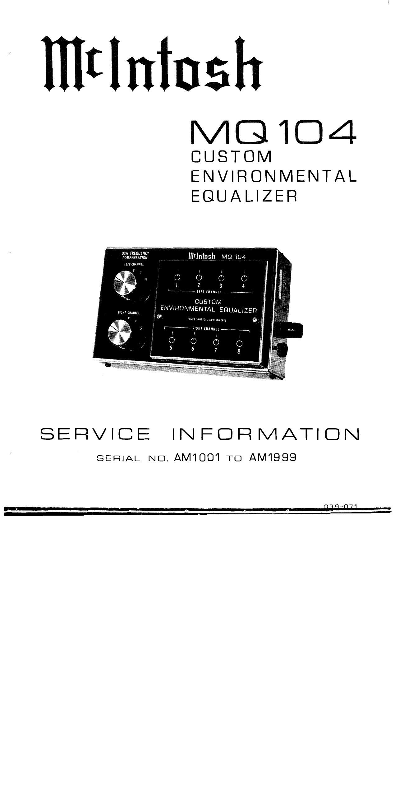 McIntosh MQ 104 Service Manual