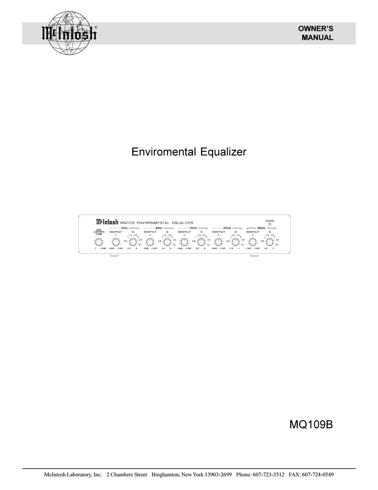 McIntosh MQ 109 B Owners Manual