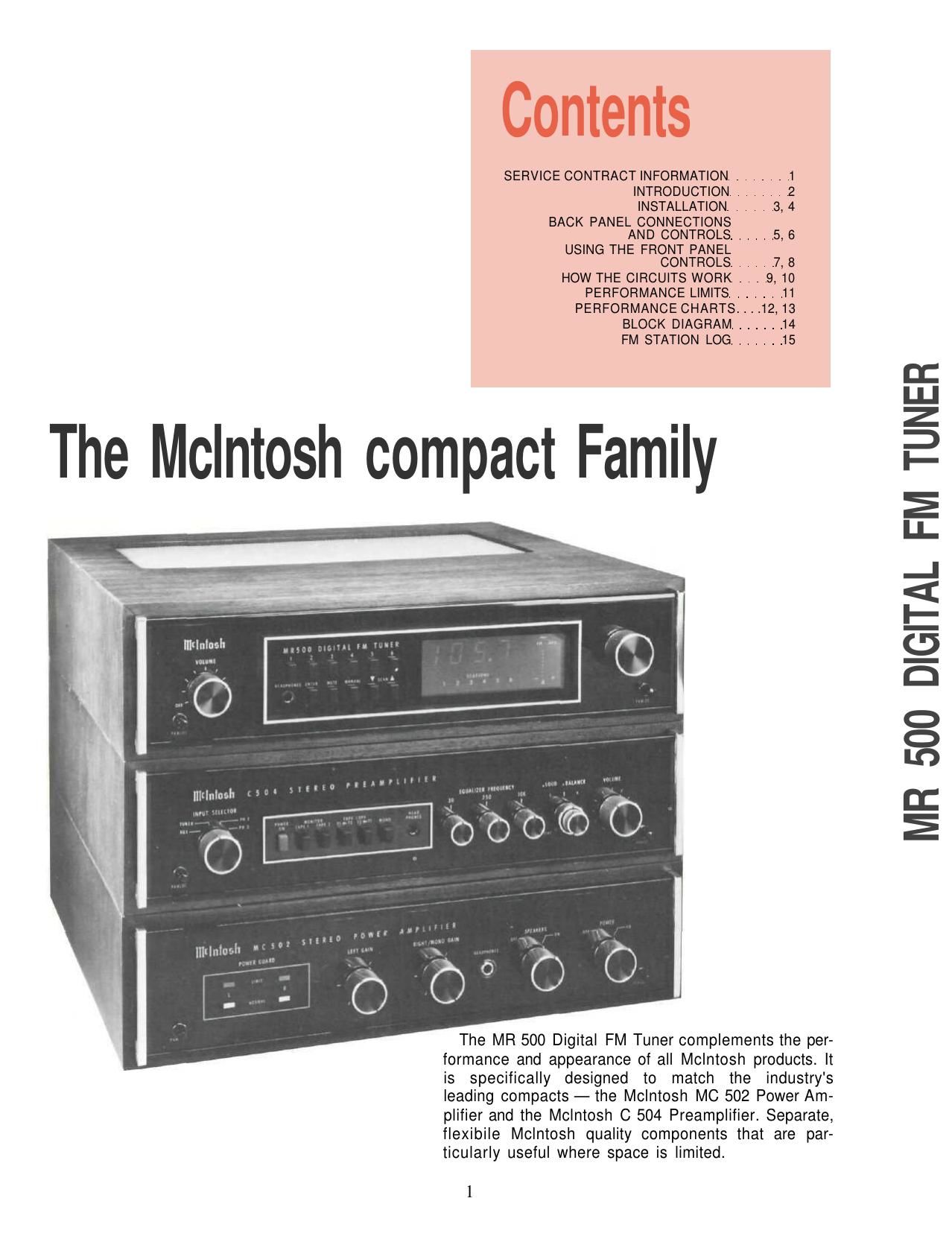 McIntosh MR 500 Owners Manual