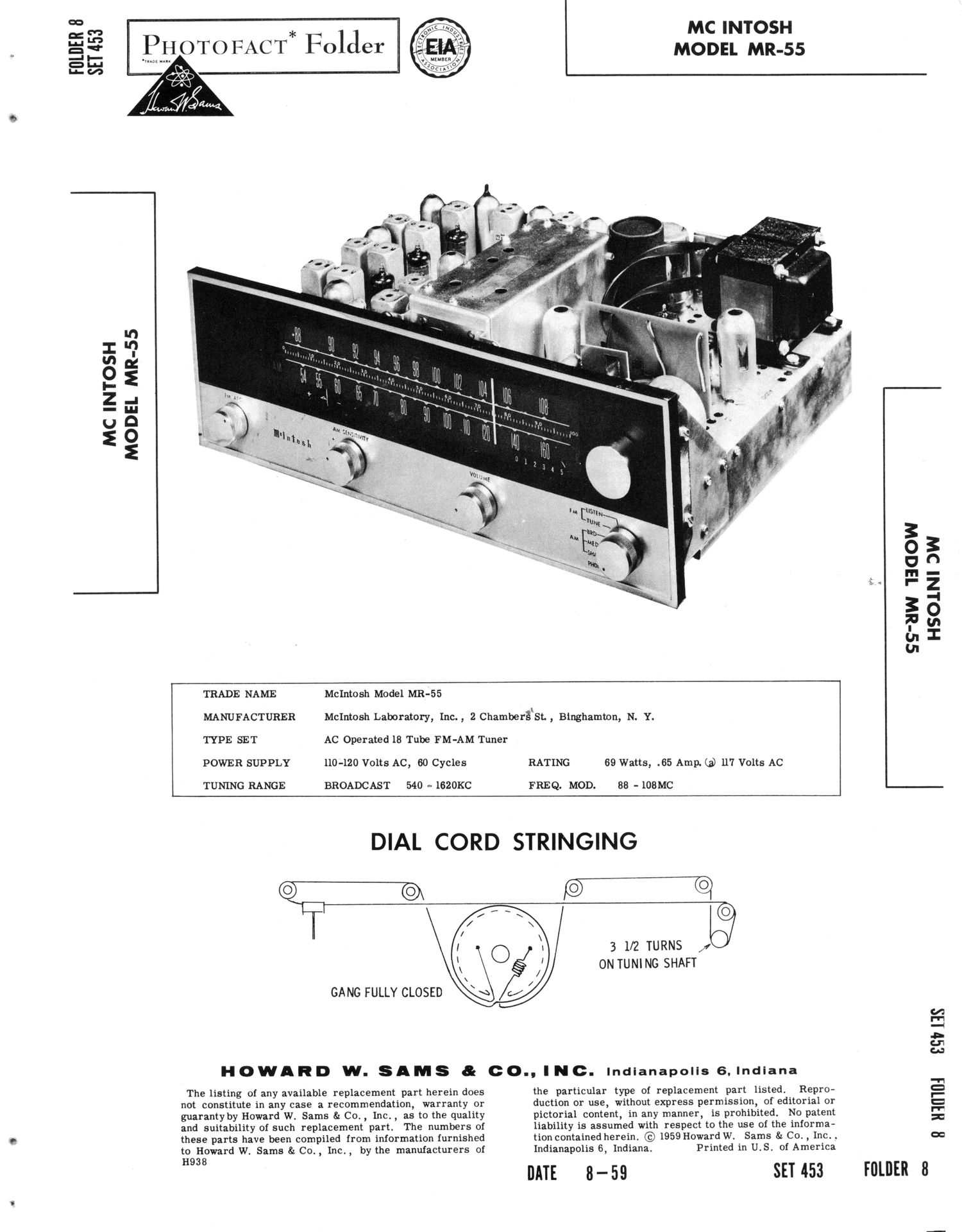 McIntosh MR 55 Service Manual