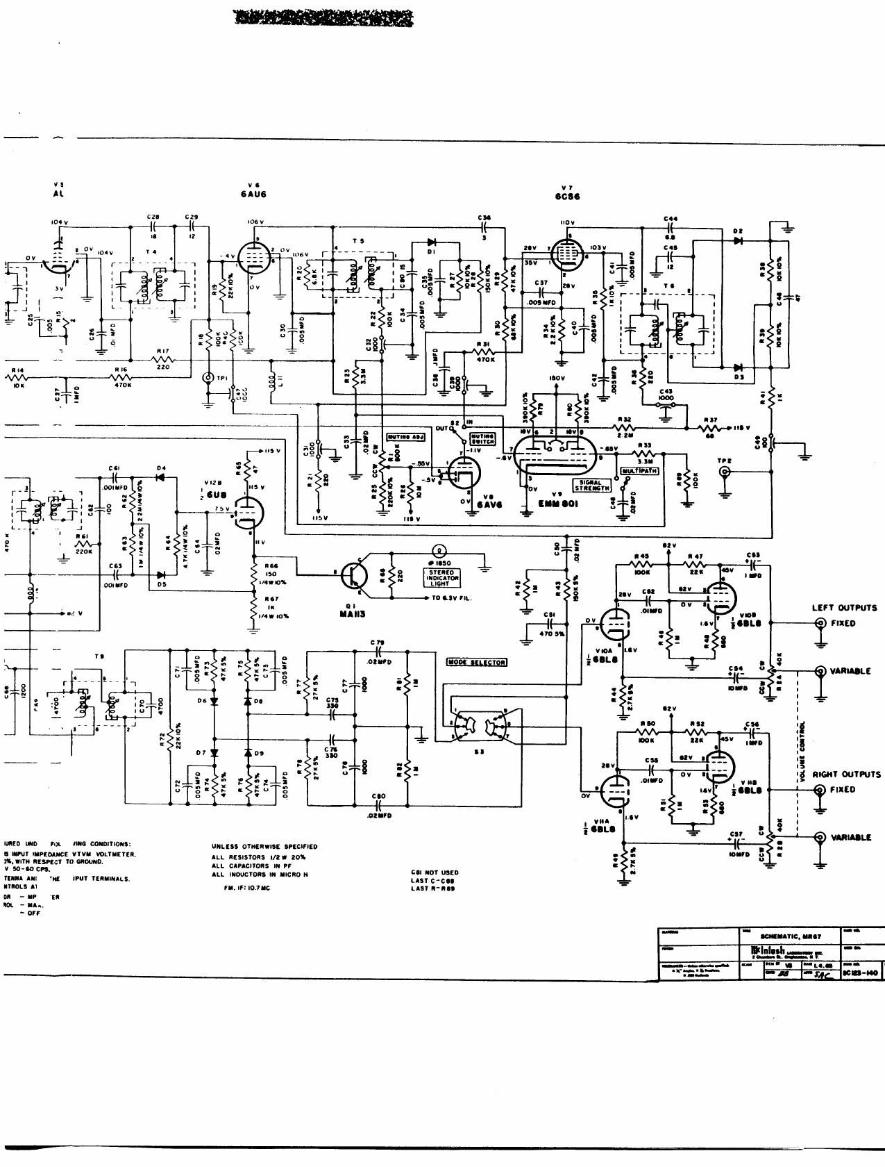 McIntosh MR 67 Schematic