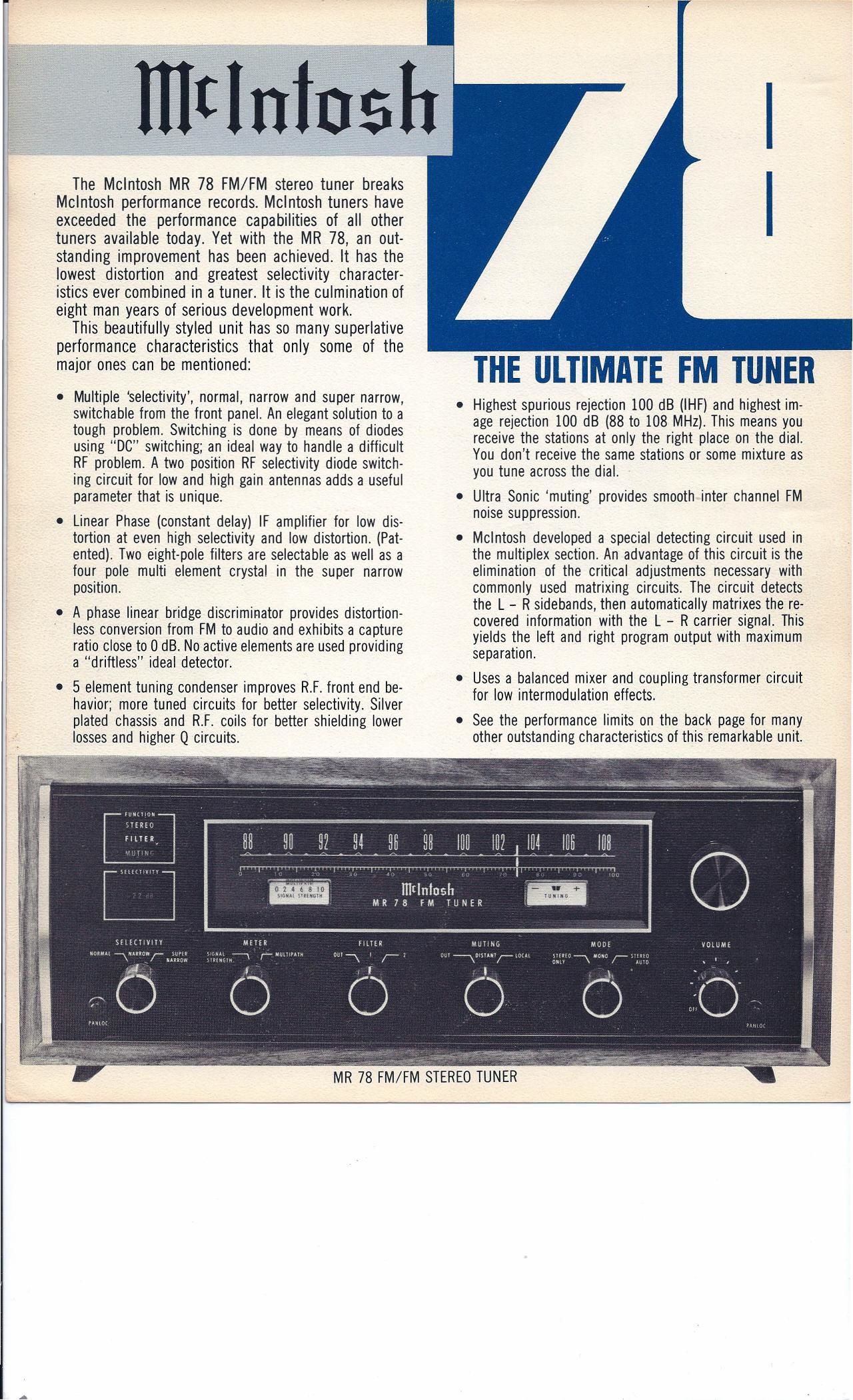 McIntosh MR 78 Brochure