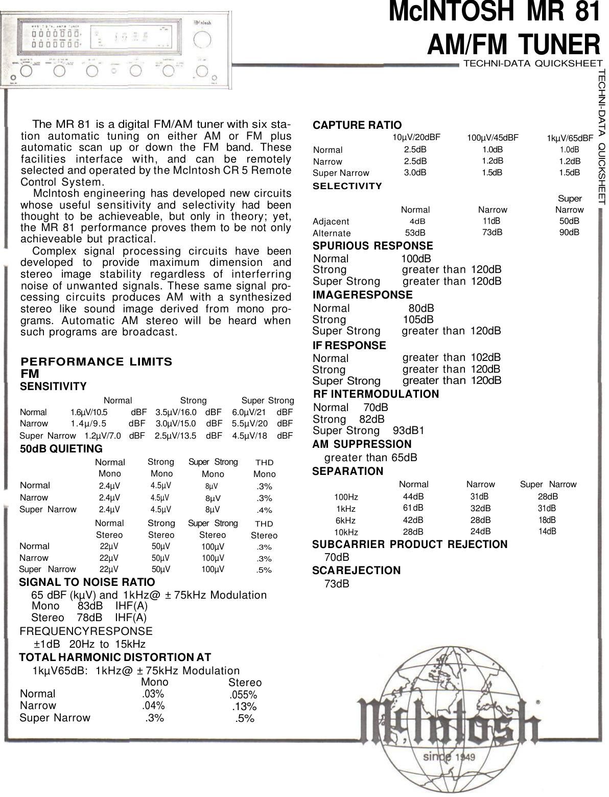 McIntosh MR 81 Brochure