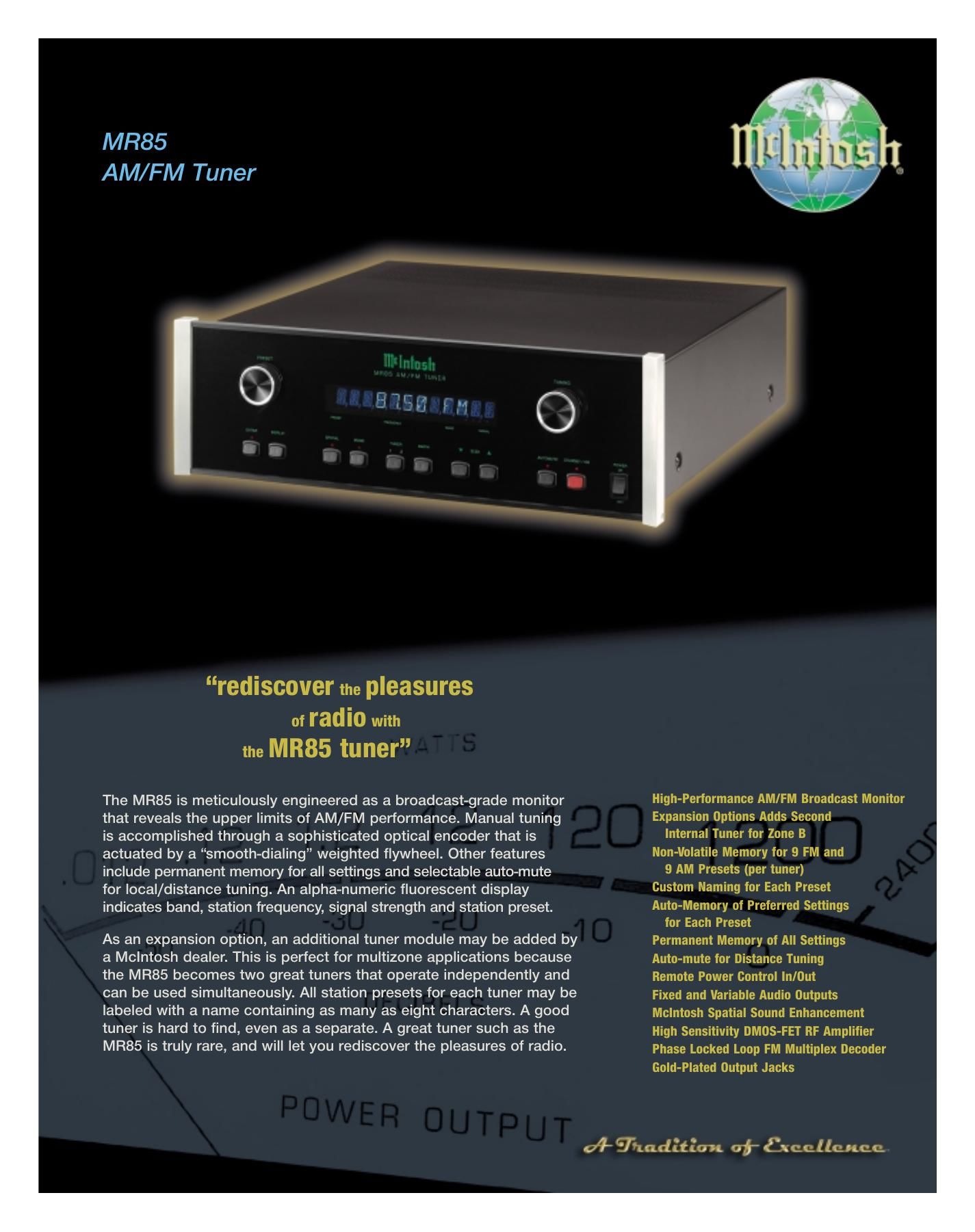 McIntosh MR 85 Brochure