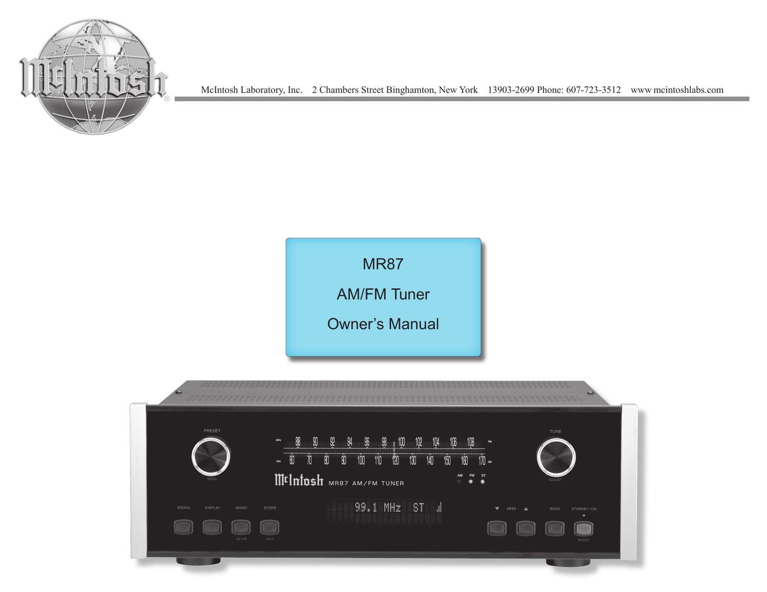 McIntosh MR 87 Owners Manual