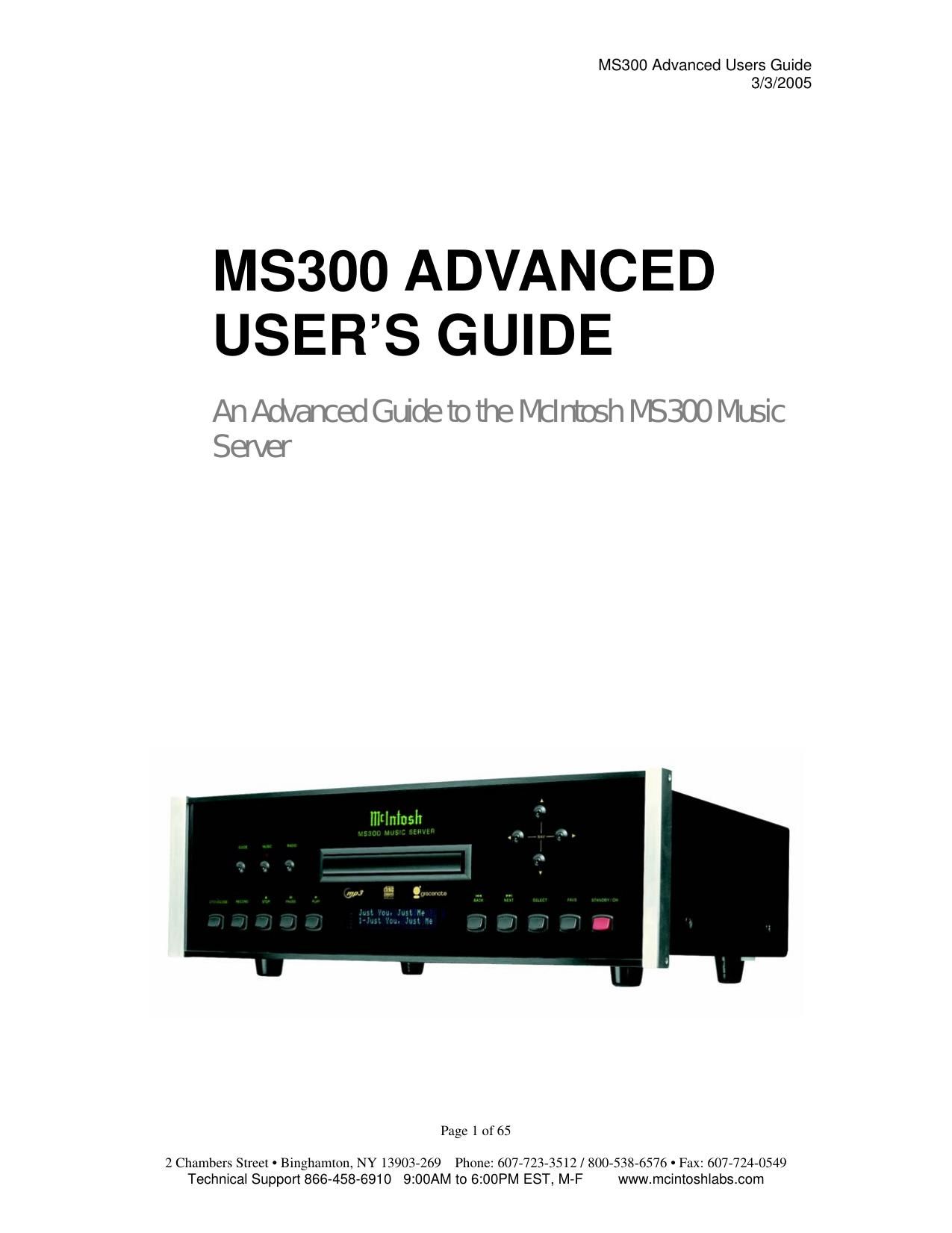McIntosh MS 300 Owners Manual