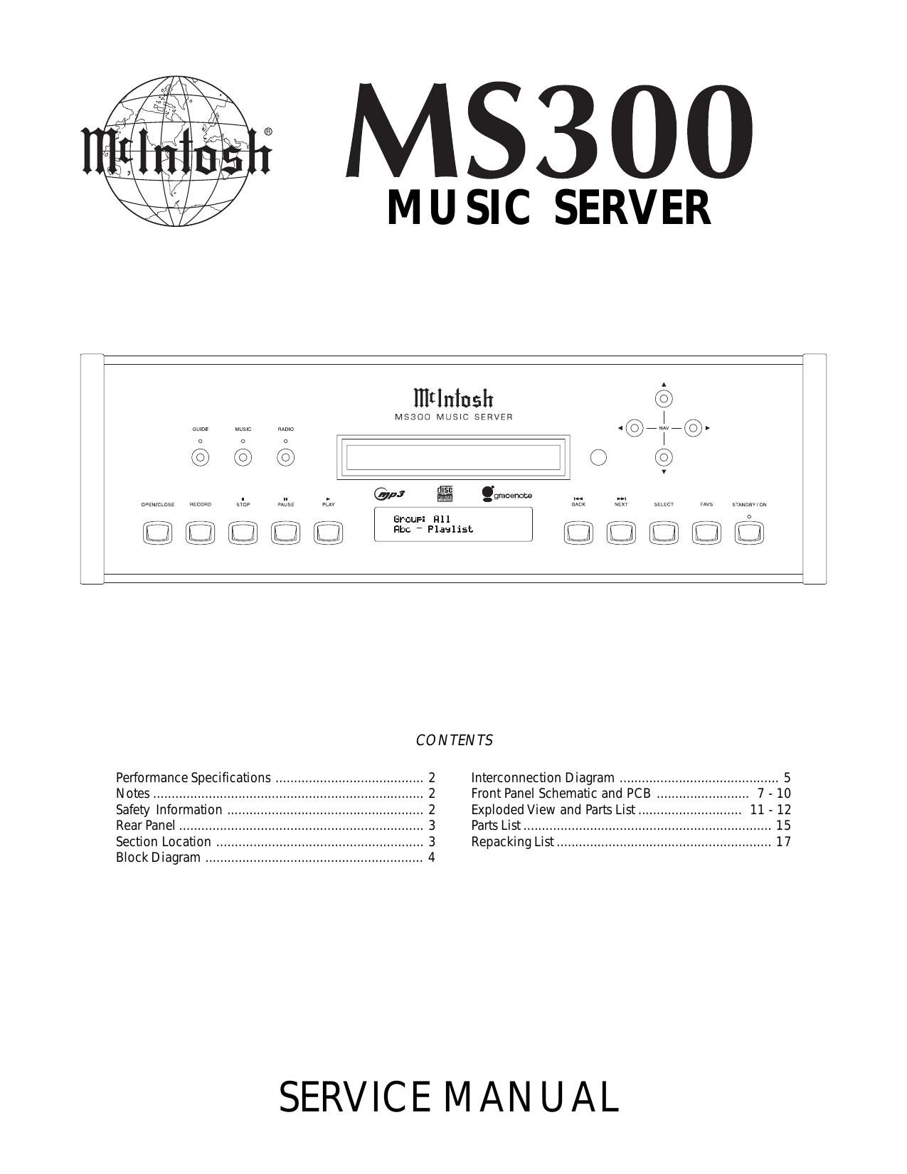 McIntosh MS 300 Service Manual