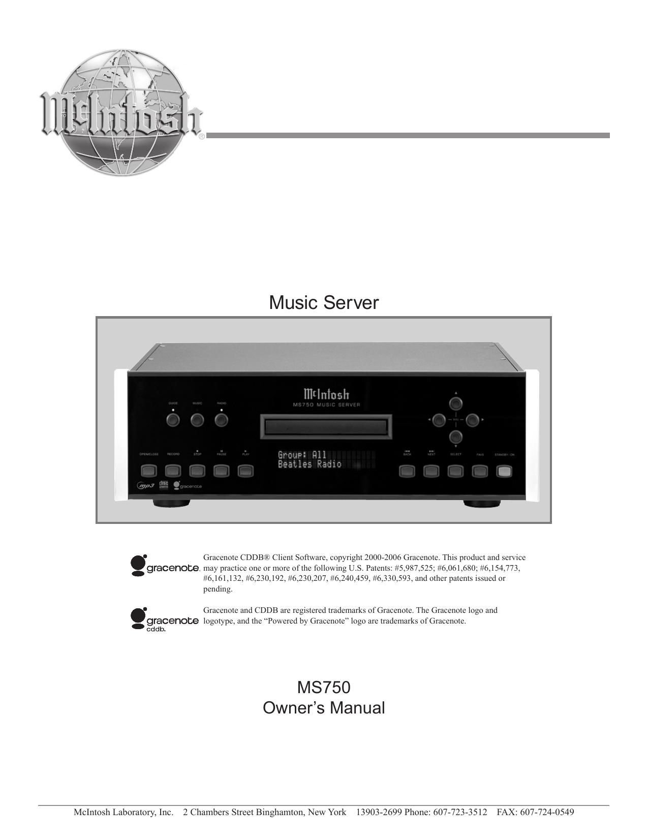 McIntosh MS 750 Owners Manual