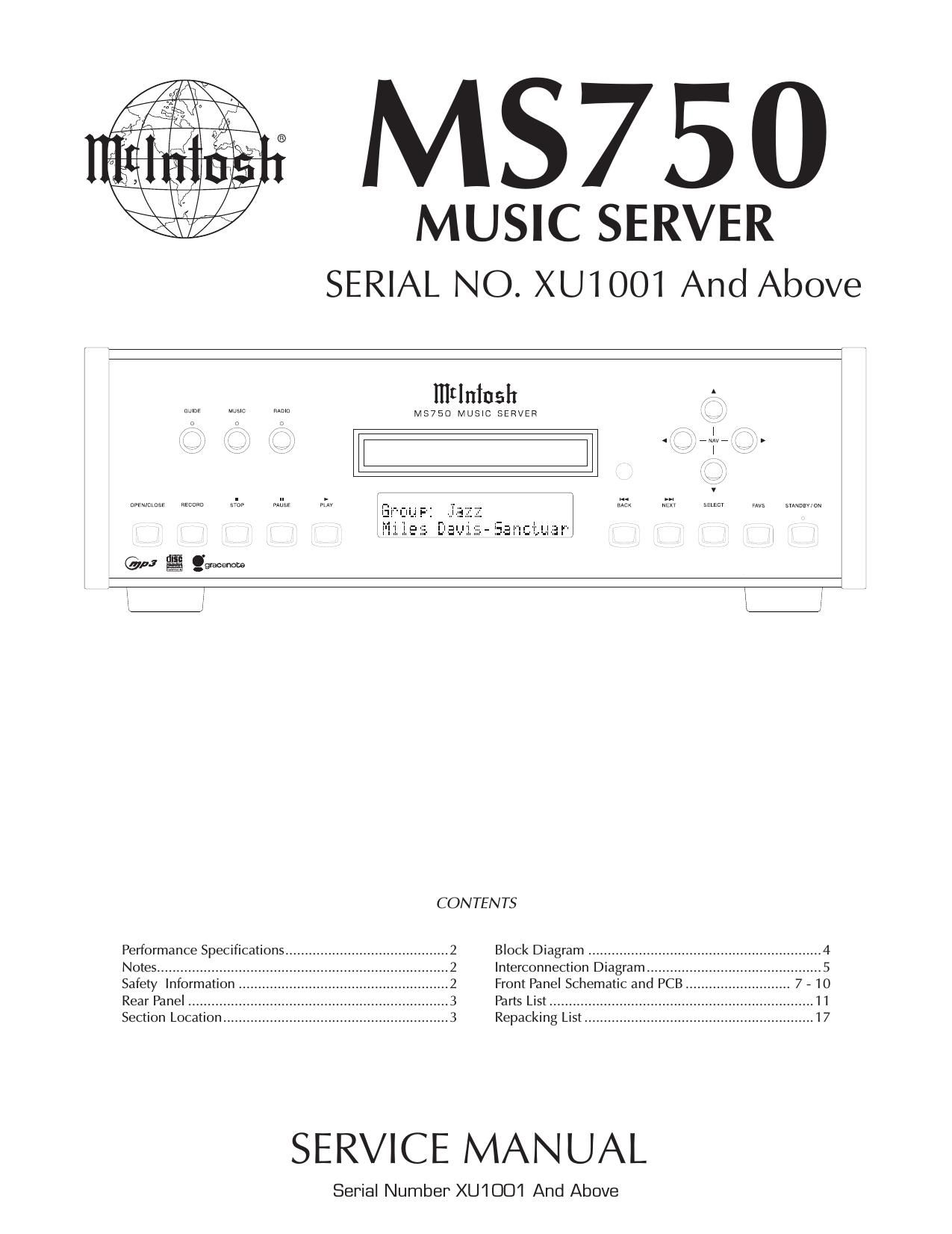 McIntosh MS 750 Service Manual