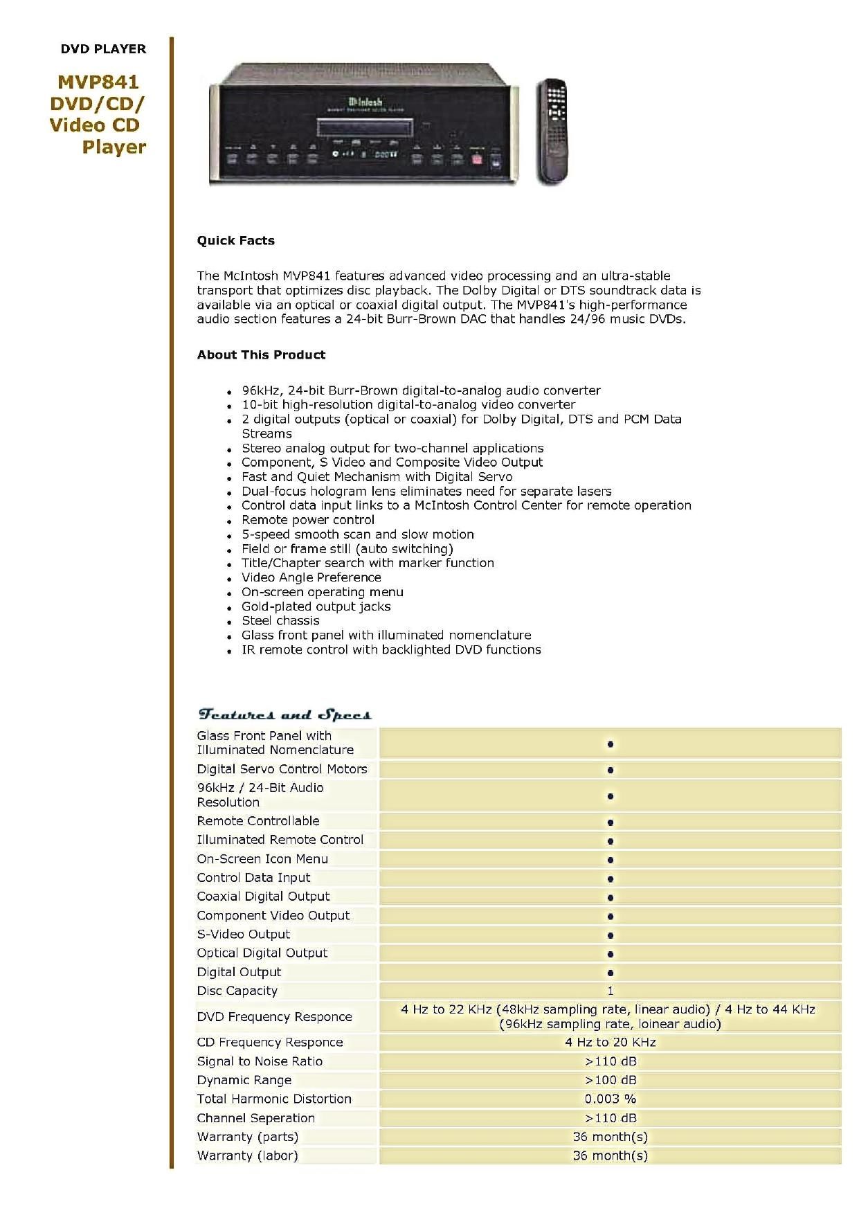 McIntosh MVP 841 Brochure 2