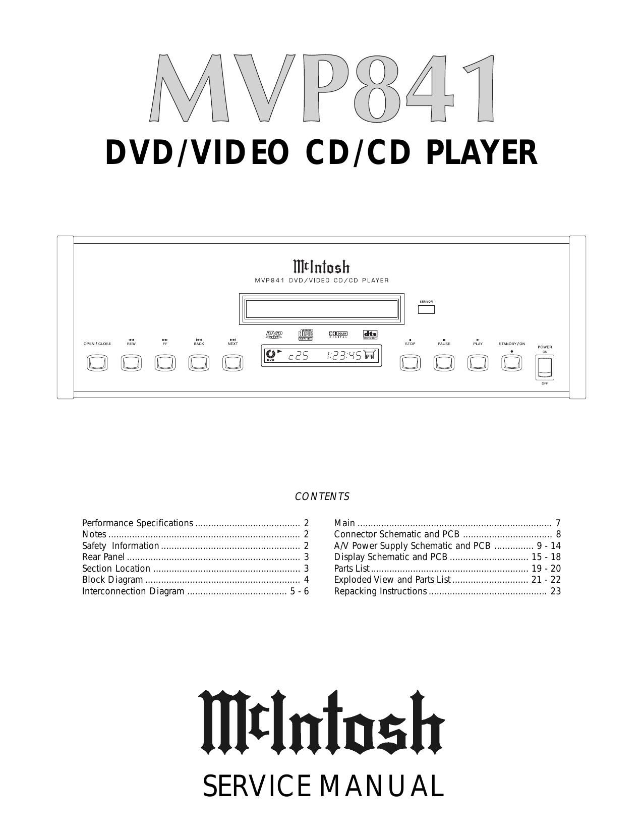 McIntosh MVP 841 Service Manual