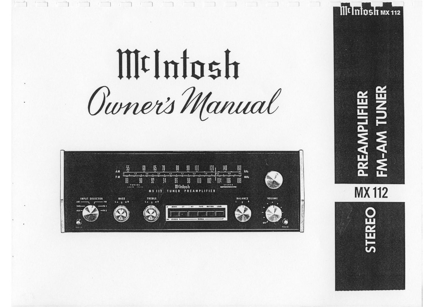 McIntosh MX 112 Owners Manual