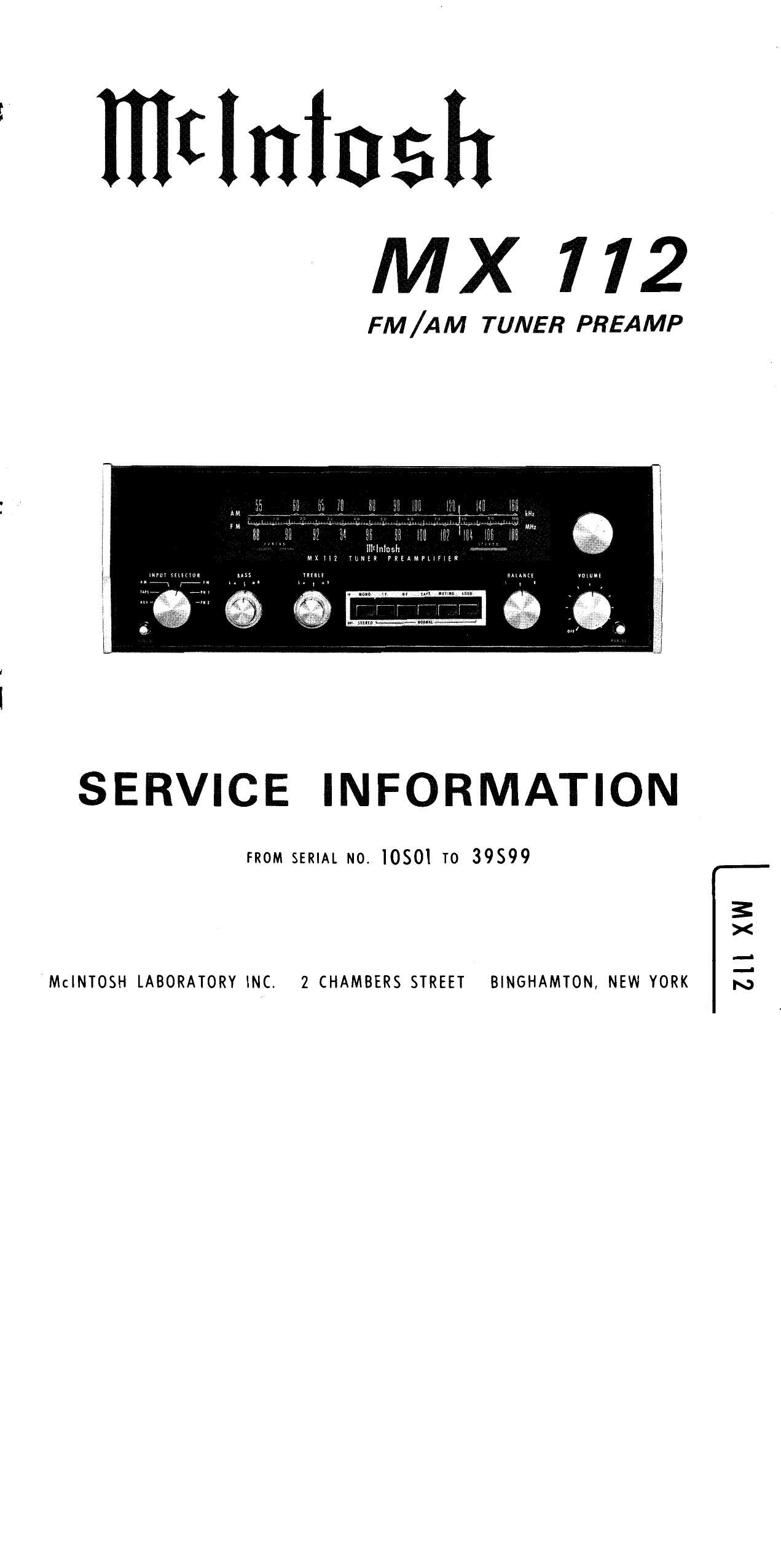 McIntosh MX 112 Service Manual