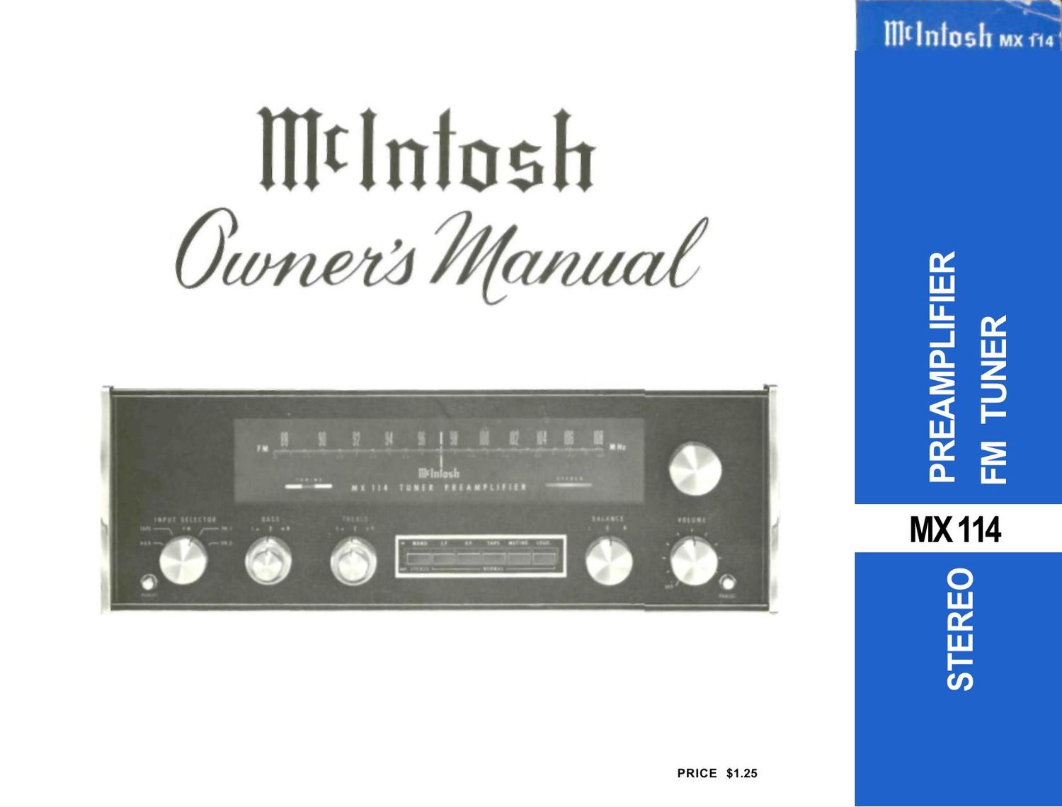 McIntosh MX 114 Owners Manual
