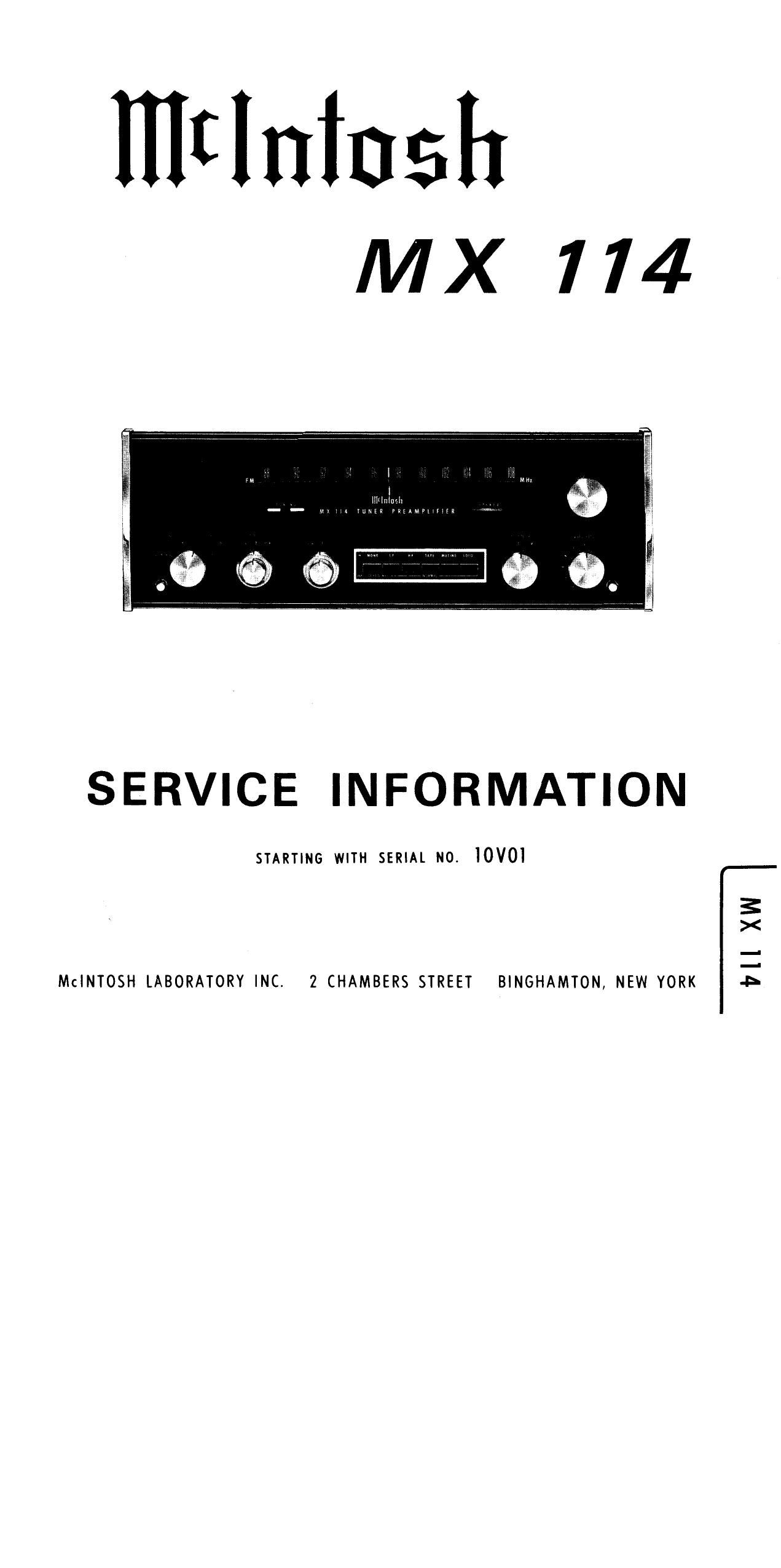 McIntosh MX 114 Service Manual