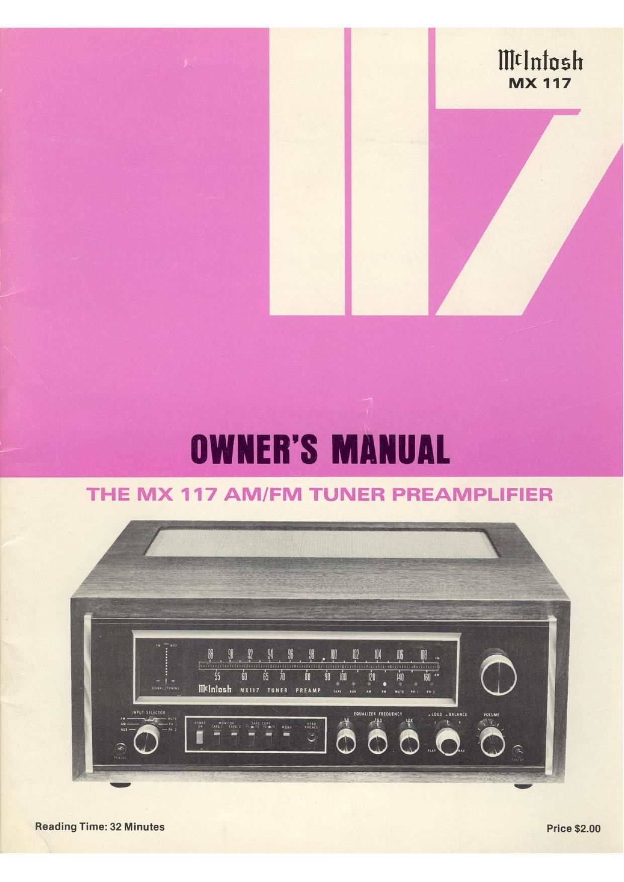 McIntosh MX 117 Owners Manual