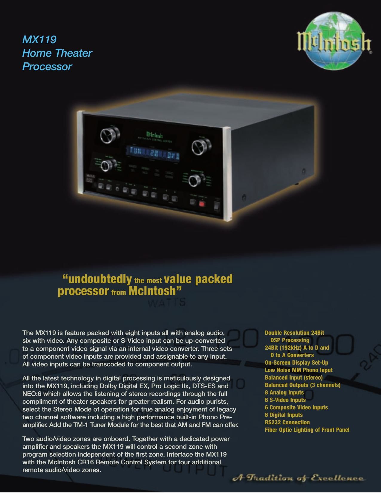 McIntosh MX 119 Brochure