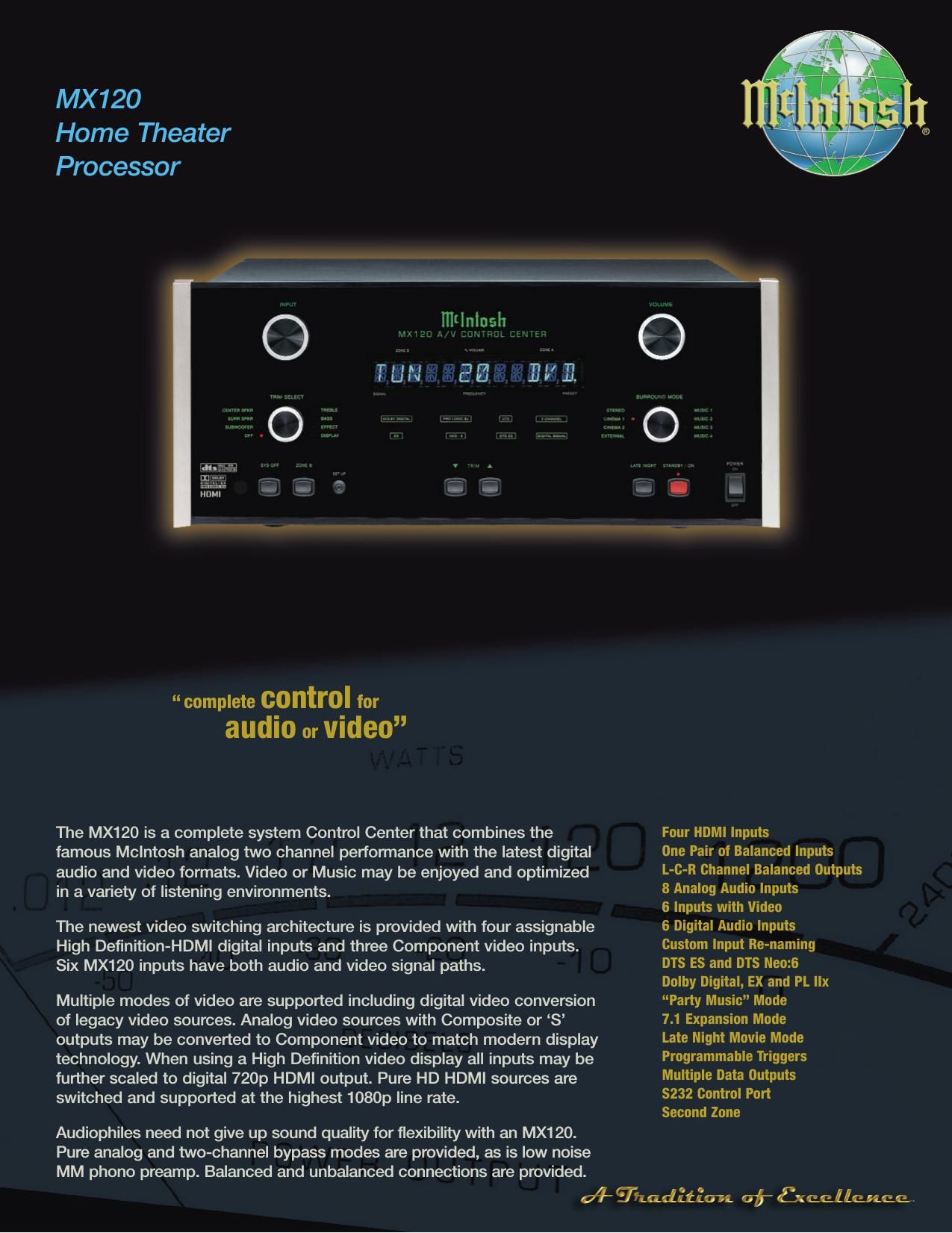 McIntosh MX 120 Brochure