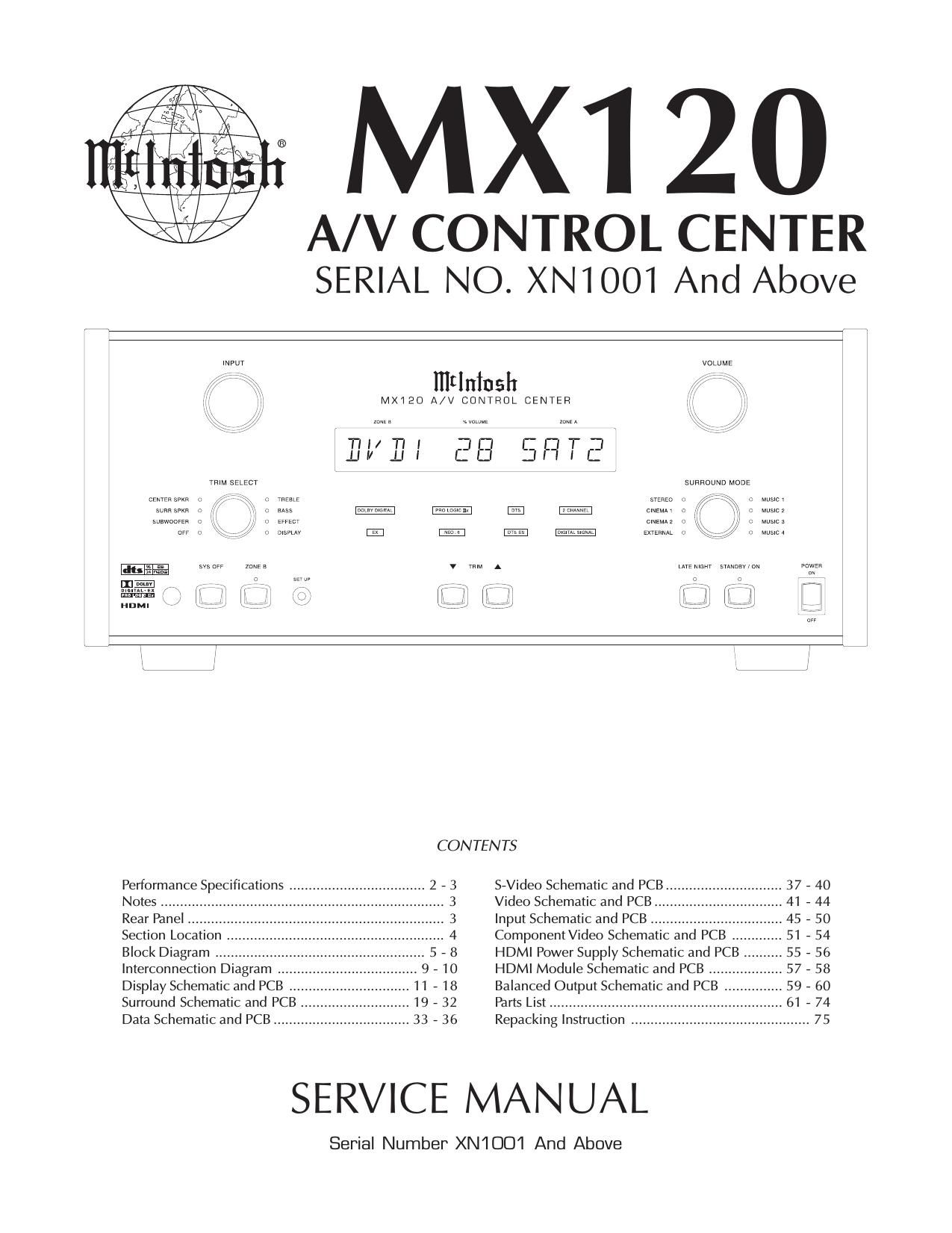 McIntosh MX 120 Service Manual