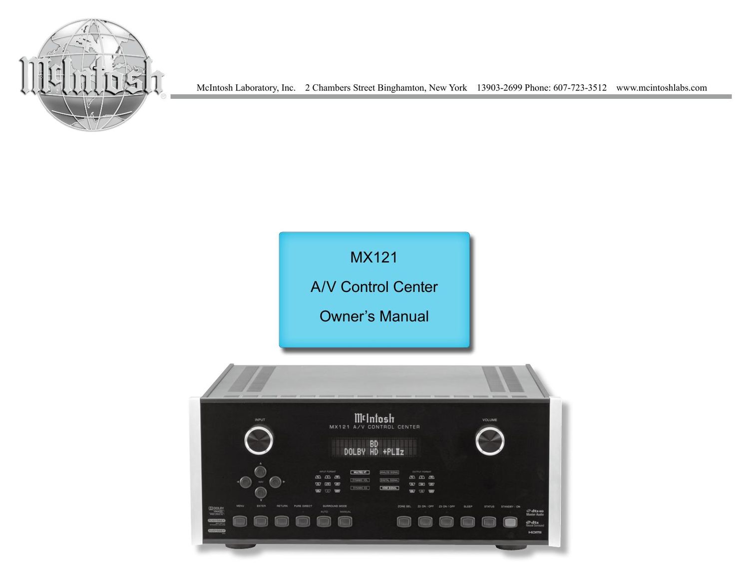 McIntosh MX 121 Owners Manual