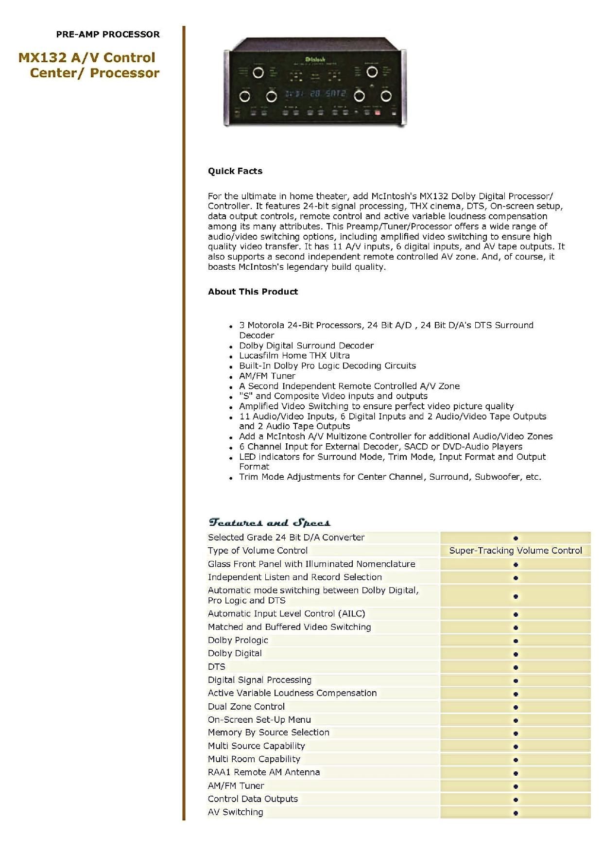 McIntosh MX 132 Brochure 2