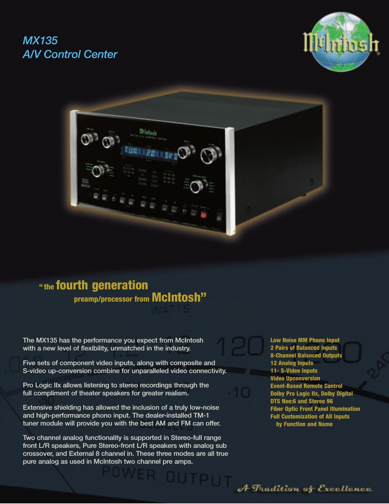 McIntosh MX 135 Brochure