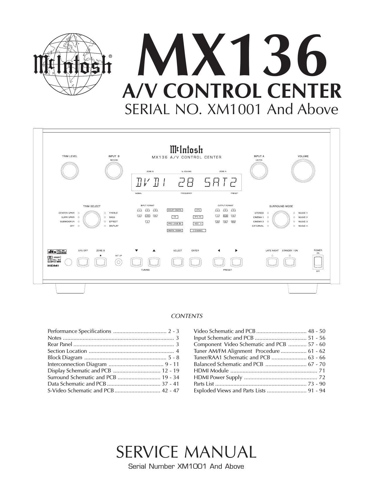 McIntosh MX 136 Service Manual
