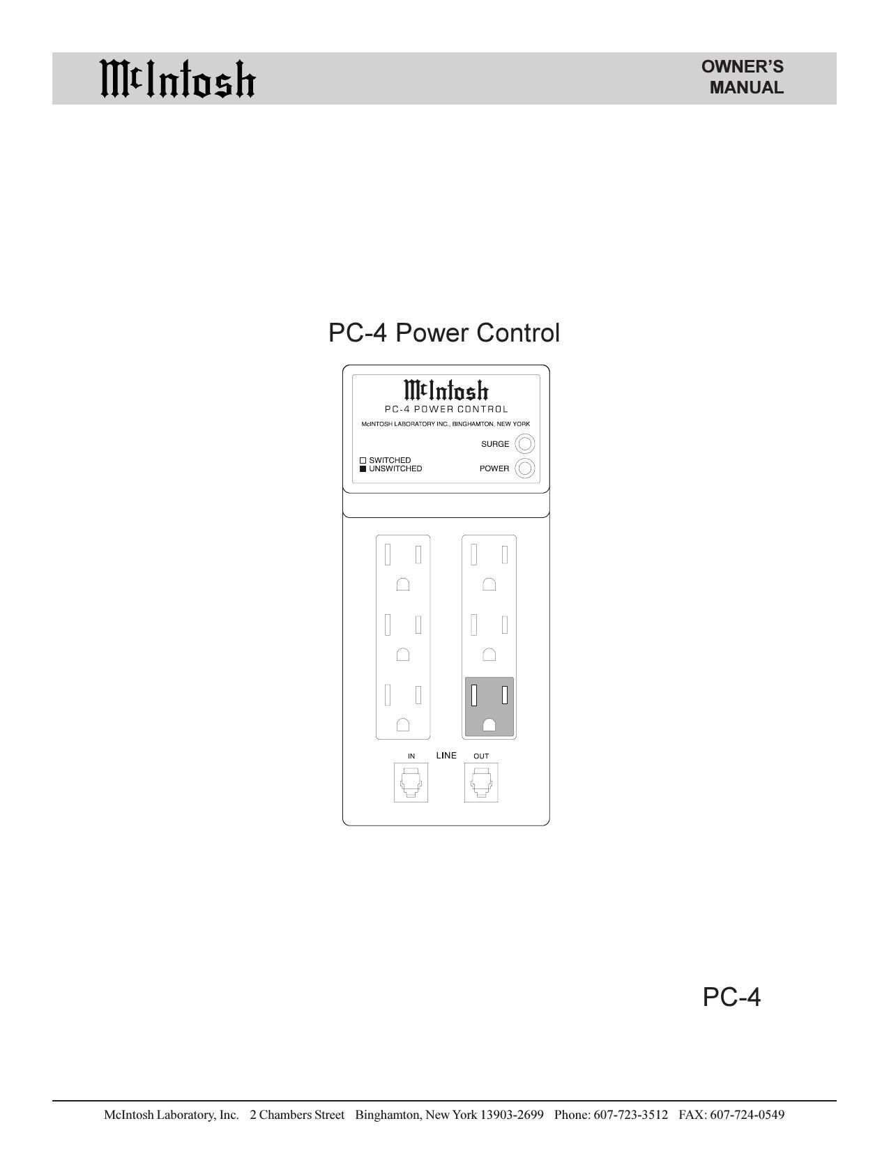 McIntosh PC 4 Owners Manual