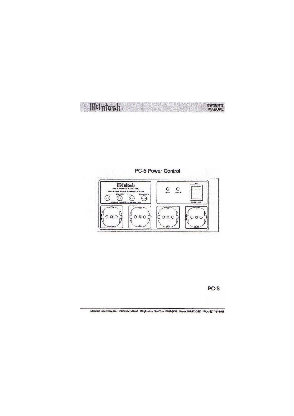 McIntosh PC 5 Owners Manual